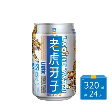 【上班族久坐必喝】老虎牙子 LIGHT自然有氧飲料 鋁罐320ml (24罐/箱)◉90D007